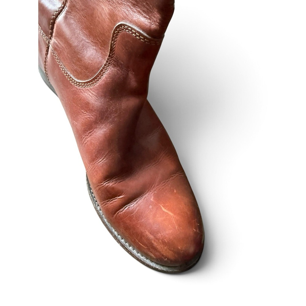 FRYE Women's US Sz 9.5B Melissa Tall Boots Cognac-Brown Leather Pre-owned - Picture 5 of 13